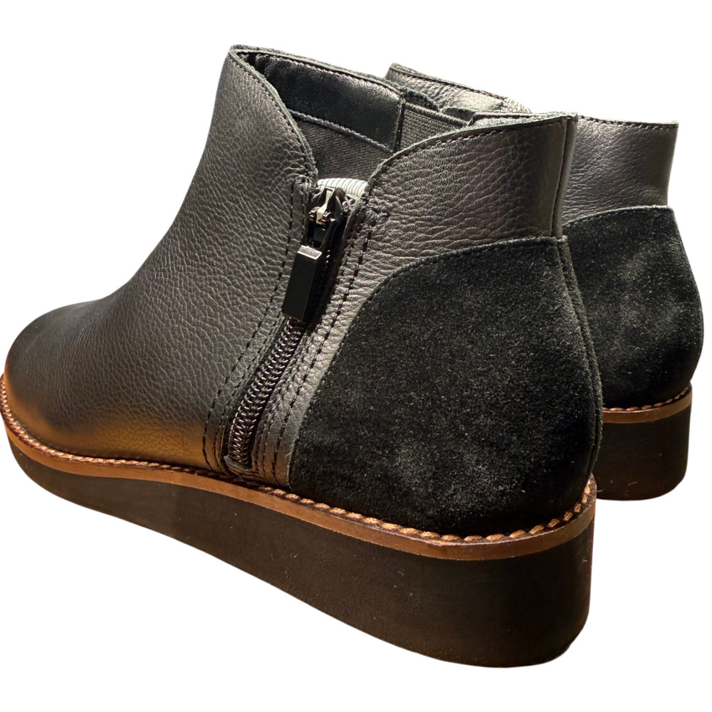 SOFTWALK Wesley Women 7.5M Black Leather Suede Ankle Boots Inside Asymmetric Zip - Picture 8 of 13